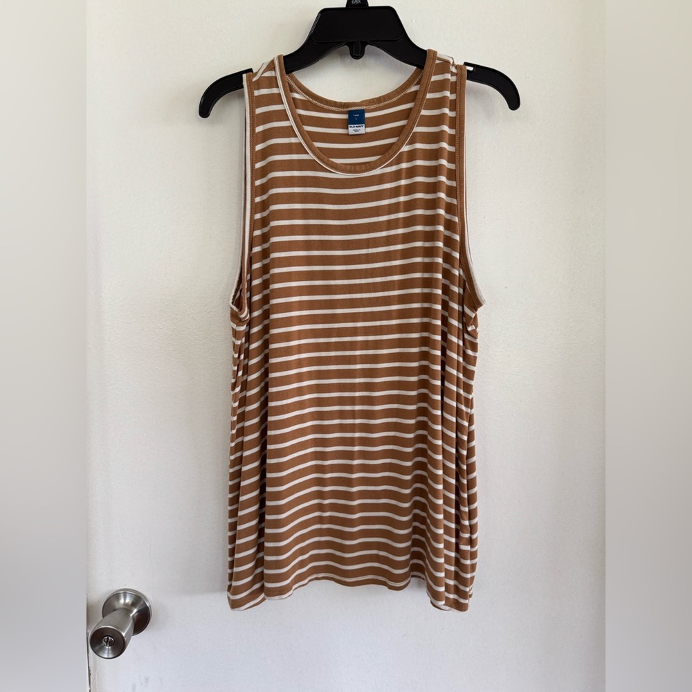 Striped Brown and White Women's Tank Top